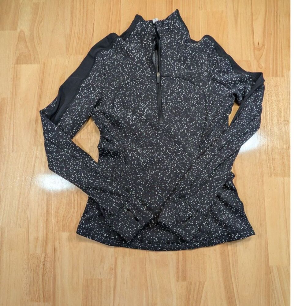 Lululemon Jacket Womens Size 6 Black Speckled 1/4 Zip Athletic
